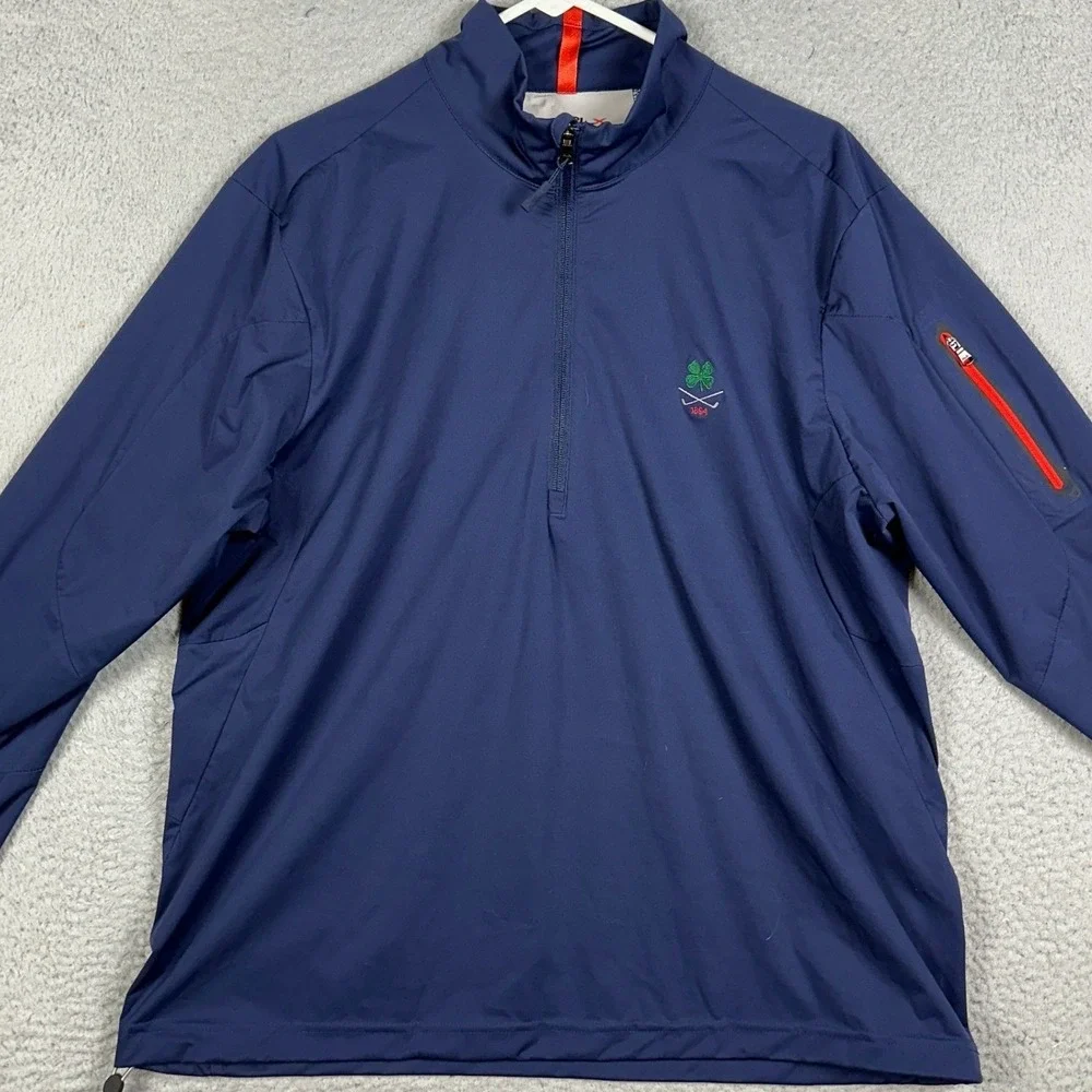 RLX Ralph Lauren Rain Jacket Mens Large Blue Quarter Zip Pullover Performance